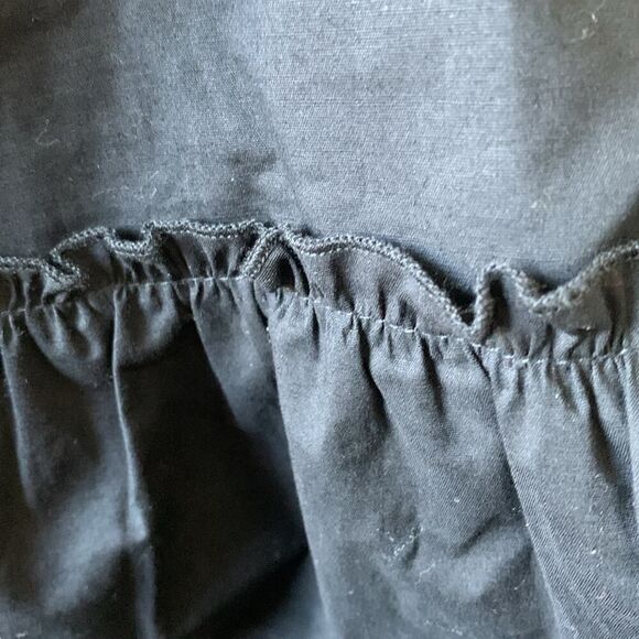 And Now This Mini Dress Large Smocked Short Puff Sleeves A-Line Cotton Black New - Picture 11 of 11